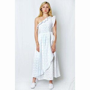 Batsheva JUDE White Eyelet One-Shoulder Dress - 16